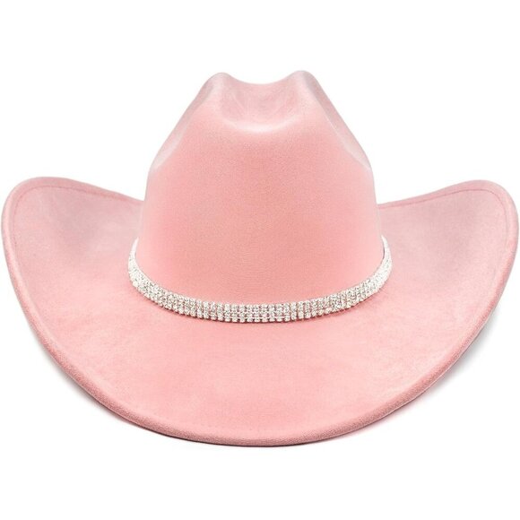 Women Rose Pink Cowgirl Shape Able Wide Brim Felt Cattleman Western Hats